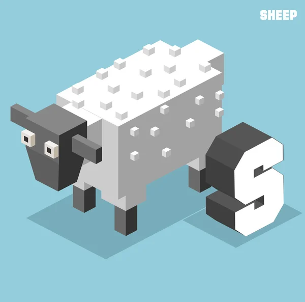 S pour moutons, collection Alphabet animal — Image vectorielle