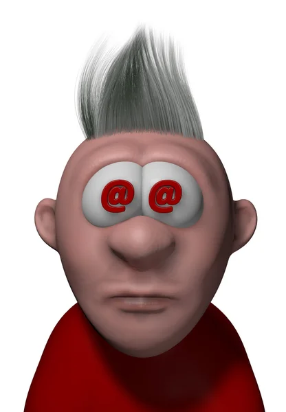 Cartoon guy with email eyes — Stock Photo, Image