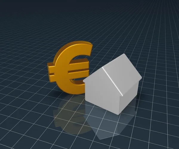 Casa e símbolo do euro — Fotografia de Stock