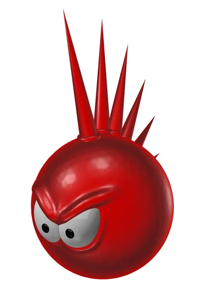 Zlý červený punkové smajlík - 3d ilustrace — Stock fotografie