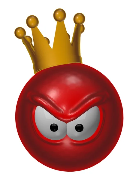 Zlý červený král smajlík - 3d obrázek — Stock fotografie