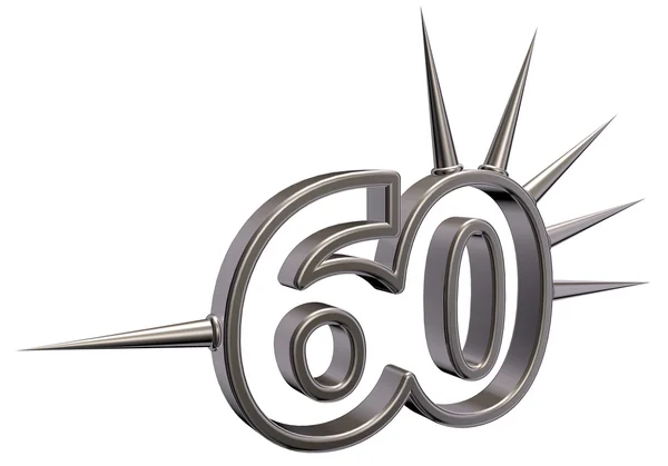 Número sesenta con espinas - 3d renderizado — Foto de Stock