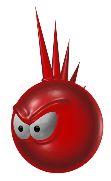 Evil red punk smiley - 3d illustration — Stock Photo, Image