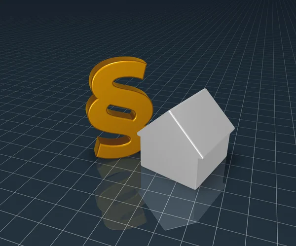 Paragraph symbol and house - 3d rendering — Stock Photo, Image