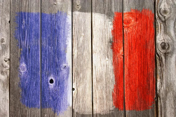 Γαλλία χρώματα σε παλιό ξύλινο πληγή — Φωτογραφία Αρχείου
