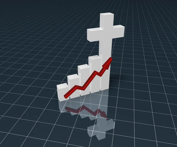 Business graph with christian cross - 3d rendering — Stock Photo, Image