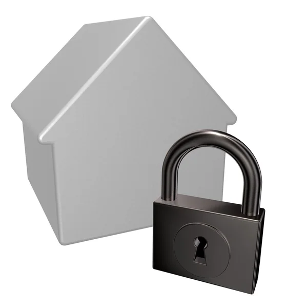 House model and padlock - 3d rendering — Stock Photo, Image