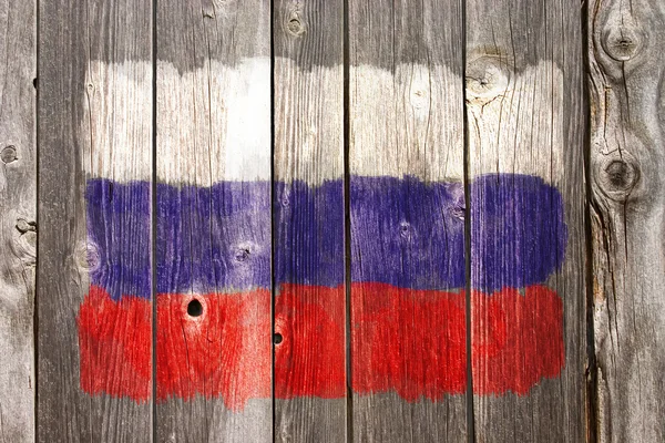 Ρωσική χρώματα σε παλιό ξύλινο πληγή — Φωτογραφία Αρχείου