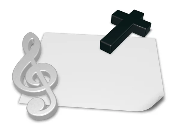 Clave y cruz - renderizado 3d — Foto de Stock