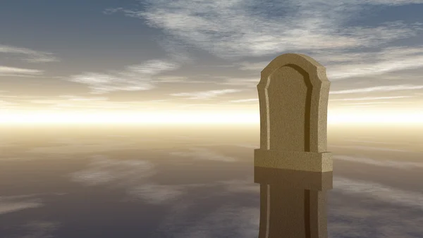 Gravestone under cloudy sky - 3d rendering — Stock Photo, Image