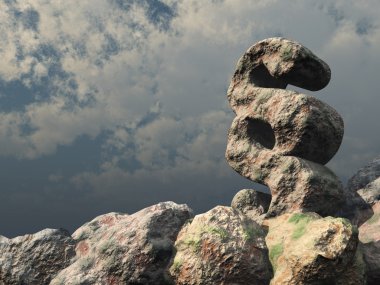 paragraf sembolü taşın altına bulutlu mavi gökyüzü - 3d render