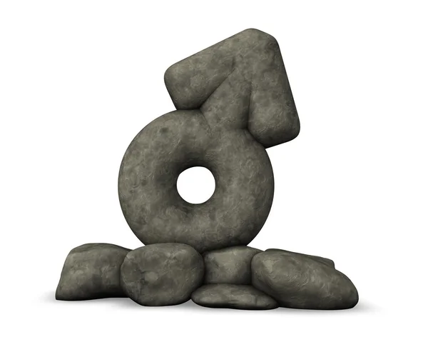 Stein männliches Symbol auf weißem Hintergrund - 3D-Darstellung — Stockfoto