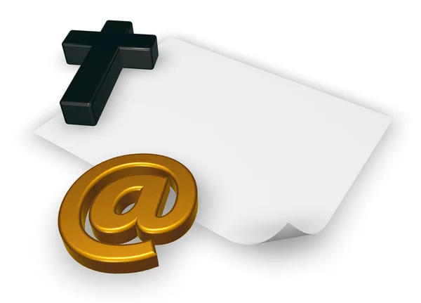 Christliches Kreuz und E-Mail-Symbol - 3D-Darstellung — Stockfoto