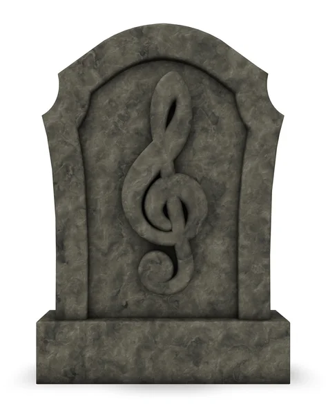 Nota anahtarı sembolü - 3d render ile mezar taşı — Stok fotoğraf