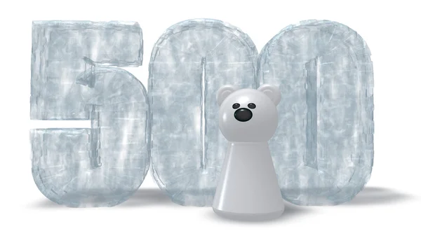 Donmuş sayı beş yüz ve Kutup ayısı - 3d render — Stok fotoğraf