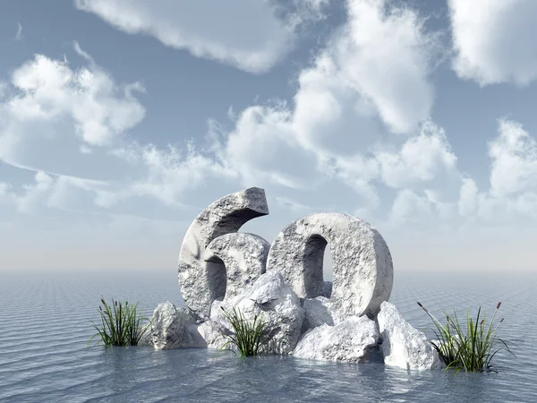 Номер шістдесят камінь у воді - 3d ілюстрація — стокове фото