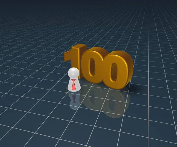 Number one hundred and pawn with tie - 3d rendering — Stock Photo, Image