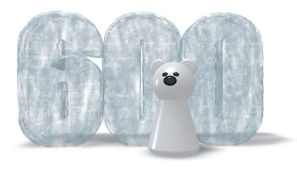 Frozen number six hundred and polar bear - 3d rendering — Stock Photo, Image