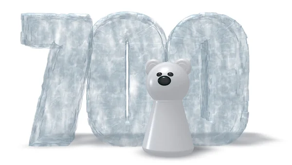 Frozen number seven hundred and polar bear - 3d rendering — Stock Photo, Image