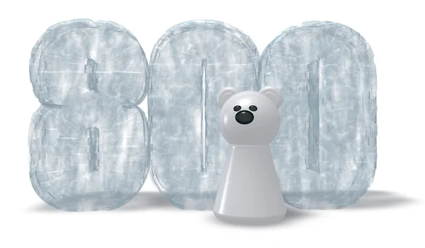 Número congelado oitocentos e urso polar - renderização 3d — Fotografia de Stock