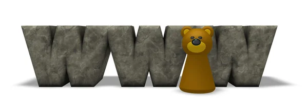 Www litery i niedźwiedź pionek - 3d renderowania — Zdjęcie stockowe
