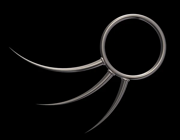 Metalowy pierścień z kolki na czarnym tle - 3d ilustracja — Zdjęcie stockowe
