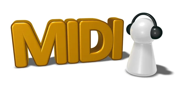 Midi のタグとヘッドフォン - 3 d レンダリングでポーン — ストック写真