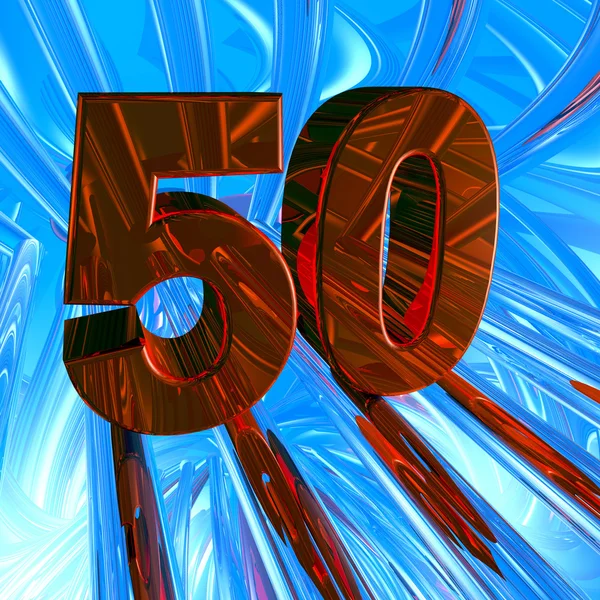 Number fifty in abstract space - 3d illustration — Stock Photo, Image