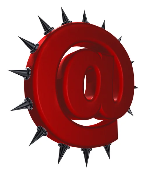 E-mail symbool met prickles op witte achtergrond-3d illustratie — Stockfoto