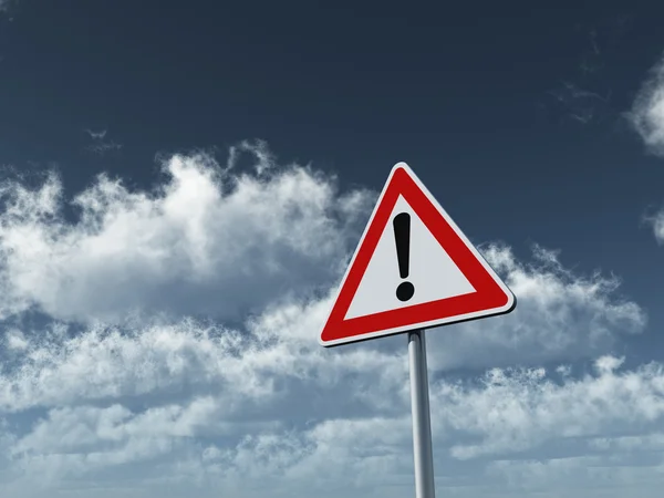 Warning roadsign under cloudy sky — Stock Photo, Image