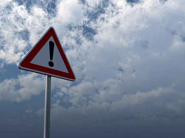 Attention roadsign under cloudy sky — Stock Photo, Image