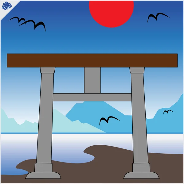 Japan traditionell port torii — Stock vektor