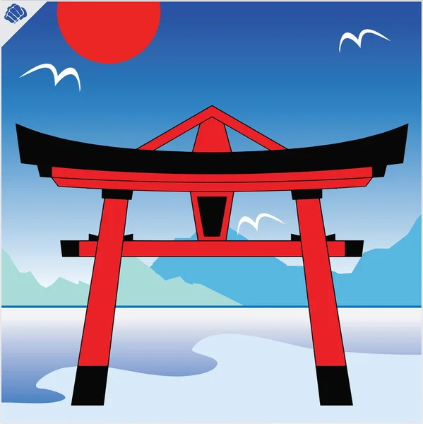 Japão portão tradicional torii — Vetor de Stock