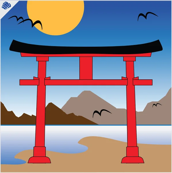 Jepang tradisional gerbang torii - Stok Vektor