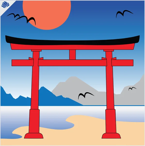 Japão portão tradicional torii — Vetor de Stock