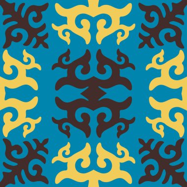 Arka planda Kazak Asyalı göçebe tasarım kabileleri