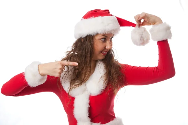 Feliz año nuevo modelo de niña sombrero de santa —  Fotos de Stock