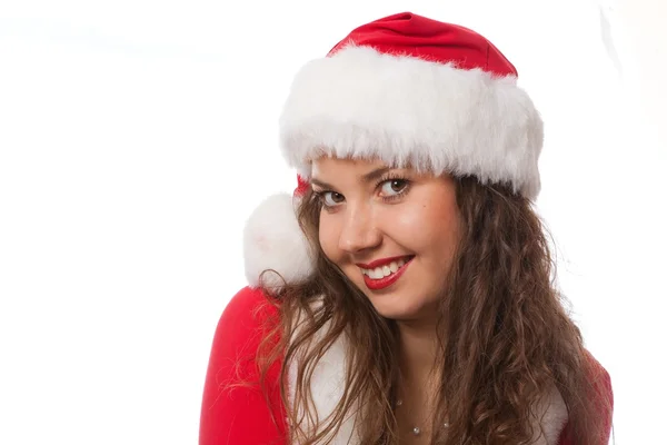 Šťastný nový rok santa hat dívka model — Stock fotografie