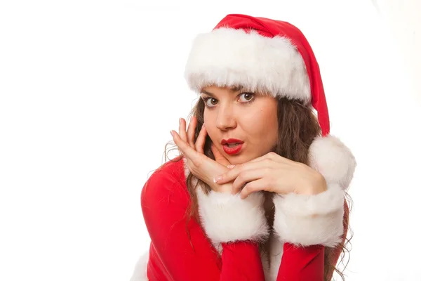 Szczęśliwego nowego roku santa hat dziewczyna modelu — Zdjęcie stockowe