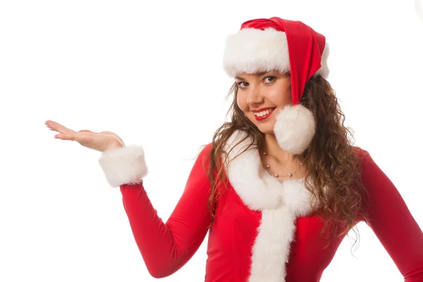 Feliz año nuevo modelo de niña sombrero de santa — Foto de Stock