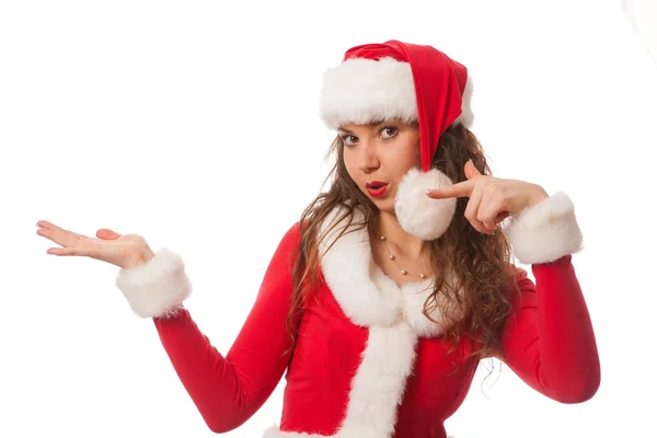 Szczęśliwego nowego roku santa hat dziewczyna modelu — Zdjęcie stockowe