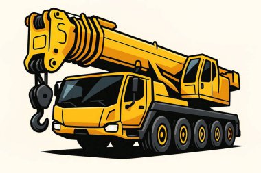 Gezici Crane yolda. Tekerlekli güçlü bir vinç. İnşaat alanları ve kartvizitler için.