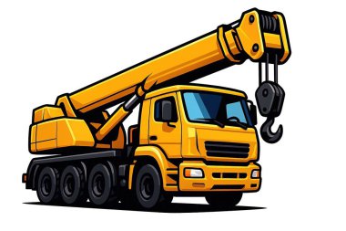 Gezici Crane yolda. Tekerlekli güçlü bir vinç. İnşaat alanları ve kartvizitler için.