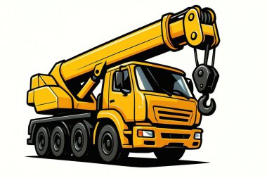 Gezici Crane. Tekerlekli güçlü bir vinç. İnşaat alanları ve kartvizitler için.