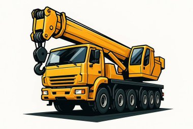 Gezici Crane yolda. Tekerlekli güçlü bir vinç. İnşaat alanları ve kartvizitler için.