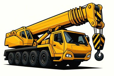 Gezici Crane yolda. Tekerlekli güçlü bir vinç. İnşaat alanları ve kartvizitler için.