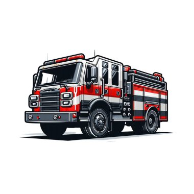 Çizgi film komik itfaiye aracı - izole - karikatür - çocuklar için çizim.