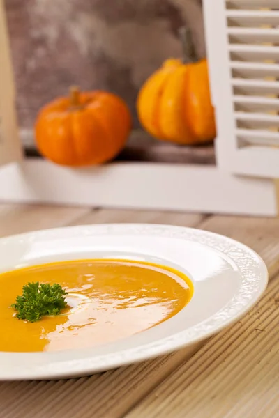 Fresh Homemade Organic Pumpkin Soup — Stock Photo, Image