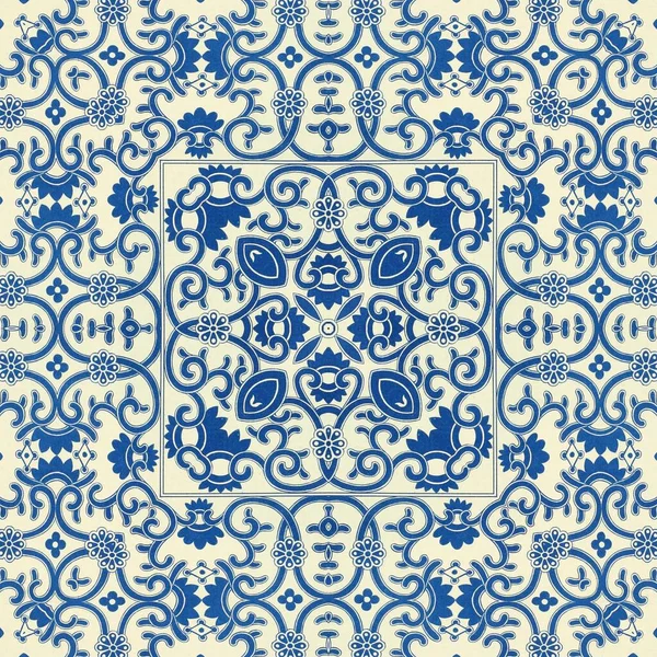 Azulejo Patrón Ornamento Repetitivo Sin Costuras Azul Perfecto Para Diseño — Foto de Stock