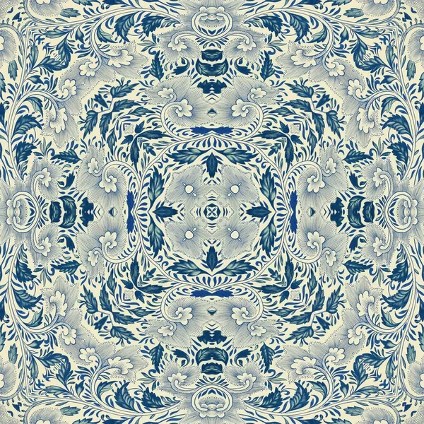 Azulejo Patrón Ornamento Repetitivo Sin Costuras Azul Perfecto Para Diseño —  Fotos de Stock